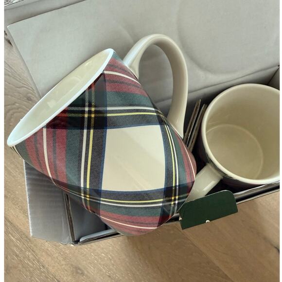 New Pottery Barn Stewart Plaid Set 4 Mugs - Picture 4 of 4